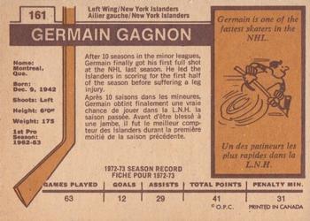 1973-74 O-Pee-Chee - Light Backs #161 Germain Gagnon Back