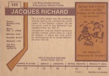 1973-74 O-Pee-Chee - Light Backs #169 Jacques Richard Back
