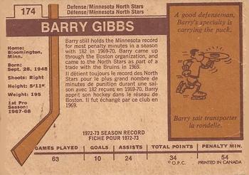 1973-74 O-Pee-Chee - Light Backs #174 Barry Gibbs Back