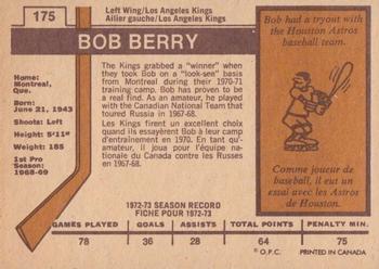1973-74 O-Pee-Chee - Light Backs #175 Bob Berry Back