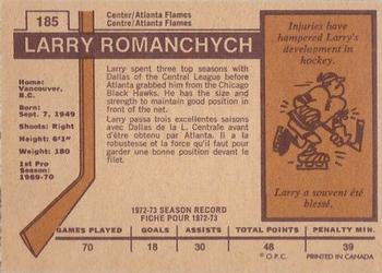 1973-74 O-Pee-Chee - Light Backs #185 Larry Romanchych Back