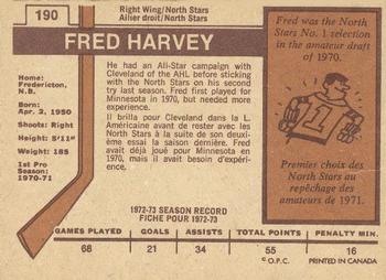 1973-74 O-Pee-Chee - Light Backs #190 Fred Harvey Back