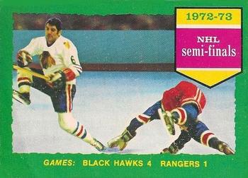 1973-74 O-Pee-Chee - Light Backs #196 1972-73 NHL Semi-Finals (Series F) Front