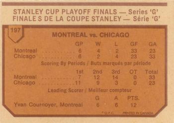 1973-74 O-Pee-Chee - Light Backs #197 1972-73 NHL Finals (Series G) Back