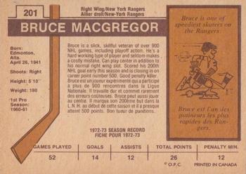 1973-74 O-Pee-Chee - Light Backs #201 Bruce MacGregor Back