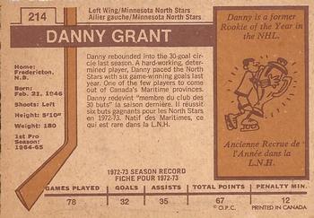 1973-74 O-Pee-Chee - Light Backs #214 Danny Grant Back