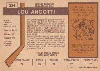 1973-74 O-Pee-Chee - Light Backs #224 Lou Angotti Back