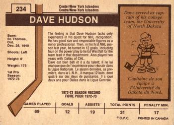 1973-74 O-Pee-Chee - Light Backs #234 Dave Hudson Back