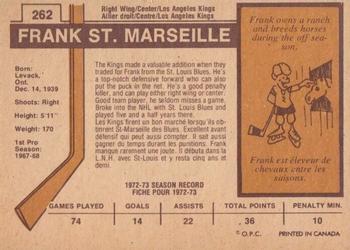 1973-74 O-Pee-Chee - Light Backs #262 Frank St. Marseille Back