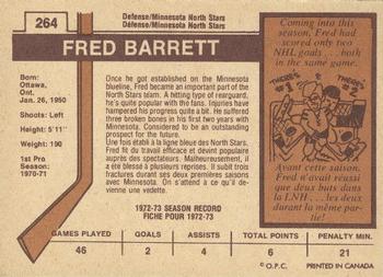 1973-74 O-Pee-Chee - Light Backs #264 Fred Barrett Back