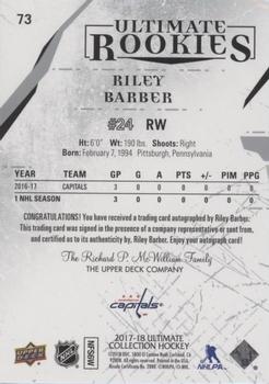 2017-18 Upper Deck Ultimate Collection #73 Riley Barber Back
