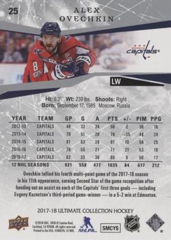 2017-18 Upper Deck Ultimate Collection #25 Alex Ovechkin Back
