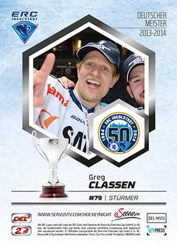 2014-15 Playercards Premium Serie 2 (DEL) - Meisterset #MS13 Greg Classen Back