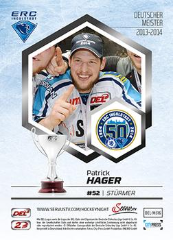 2014-15 Playercards Premium Serie 2 (DEL) - Meisterset #MS16 Patrick Hager Back