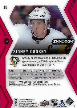 2017-18 Upper Deck Synergy - Red #10 Sidney Crosby Back