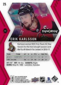 2017-18 Upper Deck Synergy - Red #25 Erik Karlsson Back