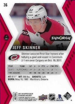 2017-18 Upper Deck Synergy - Red #36 Jeff Skinner Back