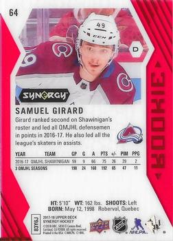 2017-18 Upper Deck Synergy - Red #64 Samuel Girard Back