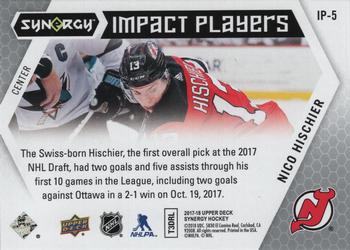 2017-18 Upper Deck Synergy - Impact Players #IP-5 Nico Hischier Back