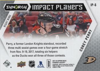 2017-18 Upper Deck Synergy - Impact Players #IP-6 Corey Perry Back