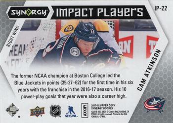 2017-18 Upper Deck Synergy - Impact Players #IP-22 Cam Atkinson Back