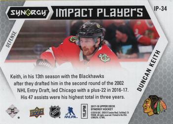 2017-18 Upper Deck Synergy - Impact Players #IP-34 Duncan Keith Back
