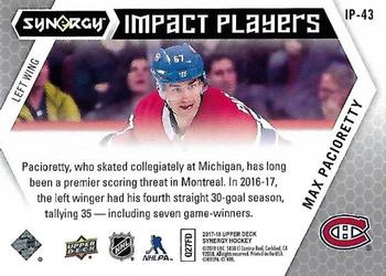2017-18 Upper Deck Synergy - Impact Players #IP-43 Max Pacioretty Back
