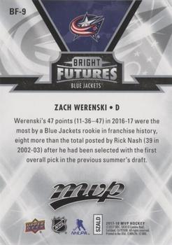 2017-18 Upper Deck MVP - Bright Futures #BF-9 Zach Werenski Back