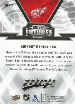 2017-18 Upper Deck MVP - Bright Futures #BF-11 Anthony Mantha Back