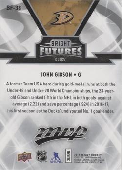 2017-18 Upper Deck MVP - Bright Futures #BF-38 John Gibson Back