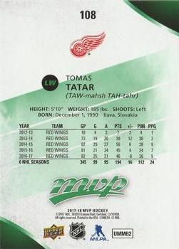 2017-18 Upper Deck MVP - Green Script #108 Tomas Tatar Back
