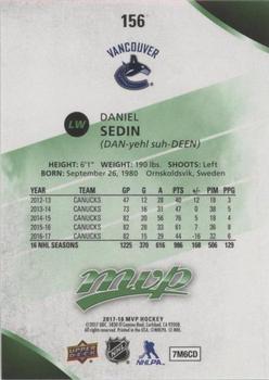 2017-18 Upper Deck MVP - Green Script #156 Daniel Sedin Back