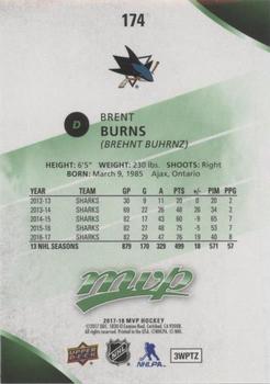 2017-18 Upper Deck MVP - Green Script #174 Brent Burns Back