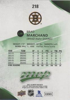 2017-18 Upper Deck MVP - Green Script #218 Brad Marchand Back