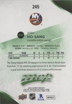 2017-18 Upper Deck MVP - Green Script #245 Josh Ho-Sang Back