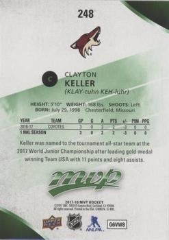 2017-18 Upper Deck MVP - Green Script #248 Clayton Keller Back