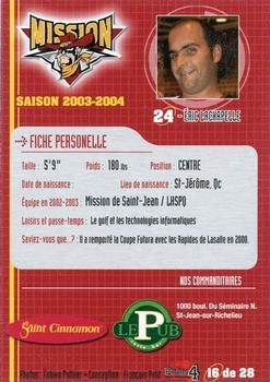 2003-04 St. Jean Mission (QSMHL) #16 Eric Lachapelle Back