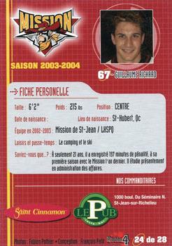 2003-04 St. Jean Mission (QSMHL) #24 Guillaume Richard Back