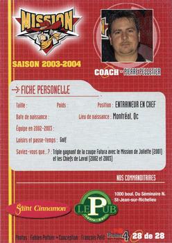 2003-04 St. Jean Mission (QSMHL) #28 Pierre Pelletier Back