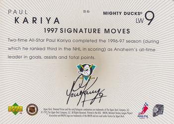 1997-98 Upper Deck Diamond Vision - Signature Moves #S6 Paul Kariya Back