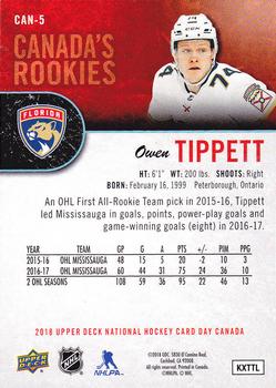 2018 Upper Deck National Hockey Card Day Canada #CAN-5 Owen Tippett Back
