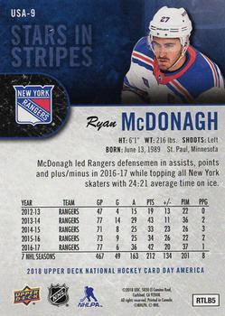 2018 Upper Deck National Hockey Card Day USA #USA-9 Ryan McDonagh Back