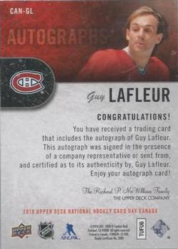 2018 Upper Deck National Hockey Card Day Canada - Autographs #CAN-GL Guy Lafleur Back