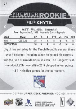 2017-18 Upper Deck Premier #73 Filip Chytil Back