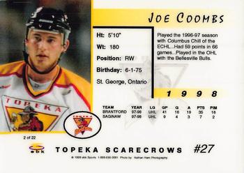 1998-99 Topeka Scarecrows (CHL) #10 Joe Coombs Back
