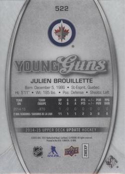 2015-16 Upper Deck - 2014-15 SP Authentic Update: 2014-15 Upper Deck Young Guns Acetate #522 Julien Brouillette Back