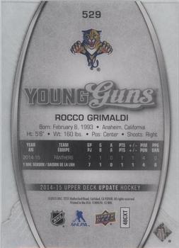 2015-16 Upper Deck - 2014-15 SP Authentic Update: 2014-15 Upper Deck Young Guns Acetate #529 Rocco Grimaldi Back