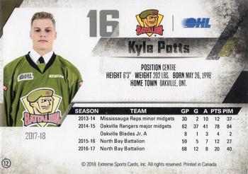 2017-18 North Bay Battalion (OHL) #12 Kyle Potts Back