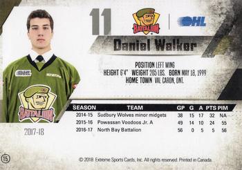 2017-18 North Bay Battalion (OHL) #15 Daniel Walker Back