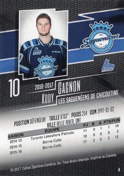 2016-17 Chicoutimi Sagueneens (QMJHL) #4 Kody Gagnon Back